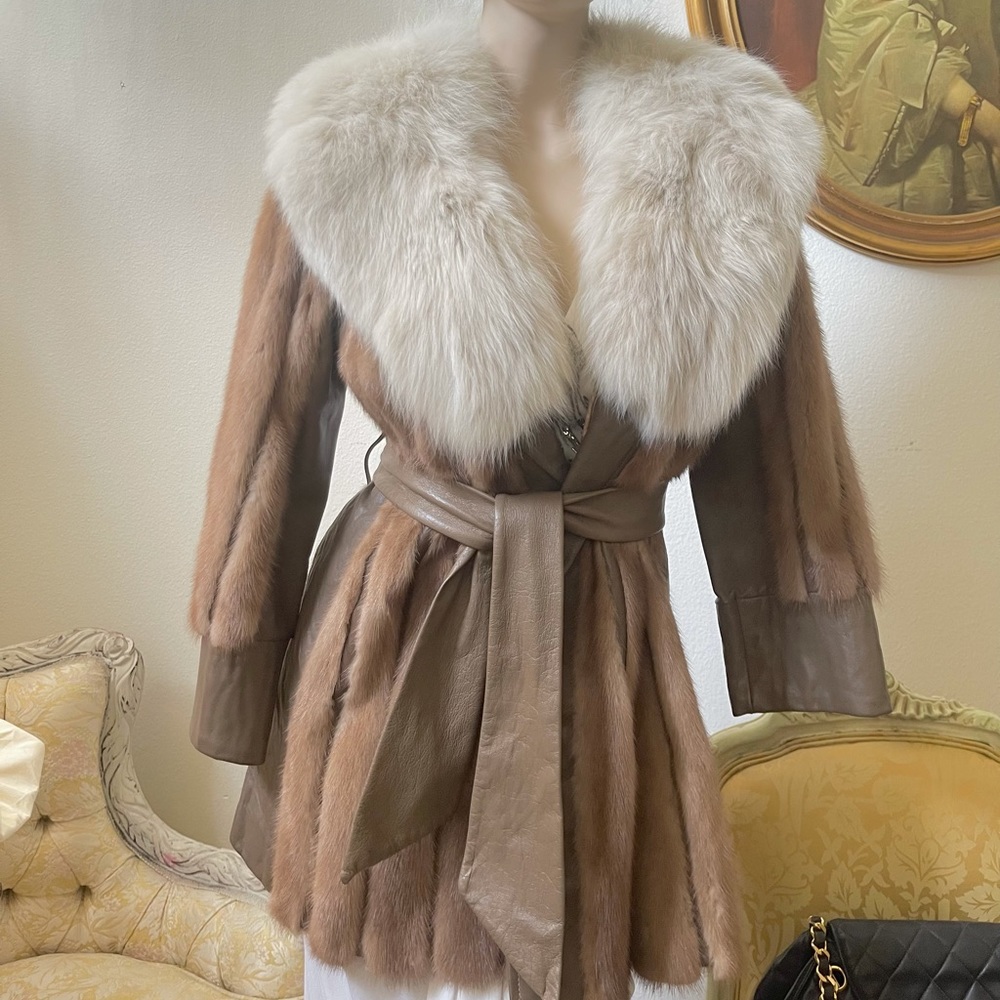 Bamberger Fur Salon Vintage Fox Mink Leather Coat